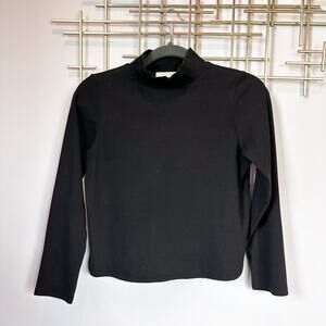 Christy Dawn Black Cotton Ribbed Turtle Neck Size M